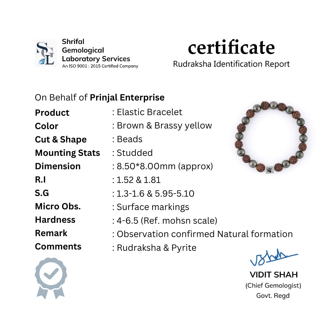 Rudraksha with Pyrite Beads Bracelet