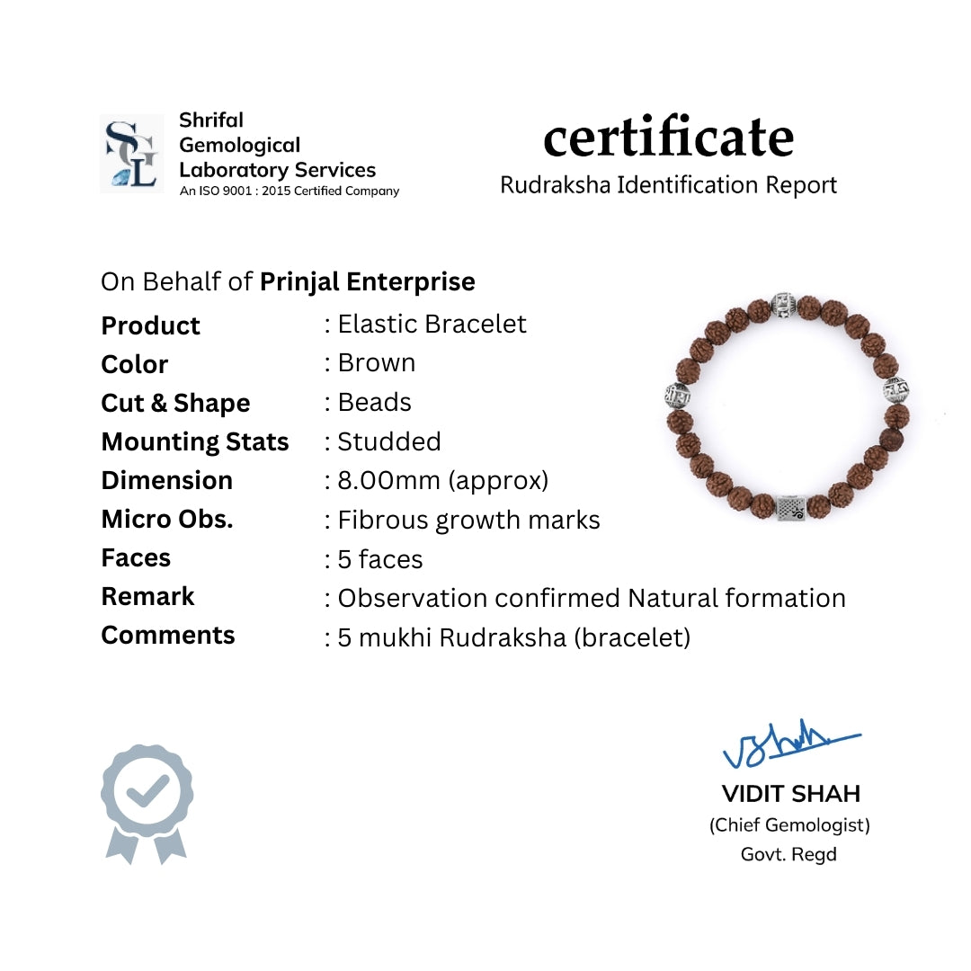 Rudraksha with Jay Shree Ram Silver Beads Bracelet