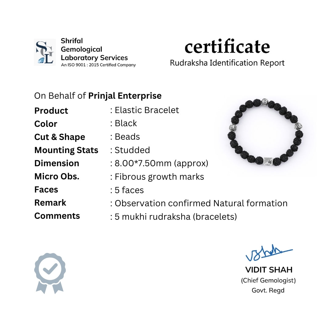 Black Rudraksha and Om Silver Beads Bracelet