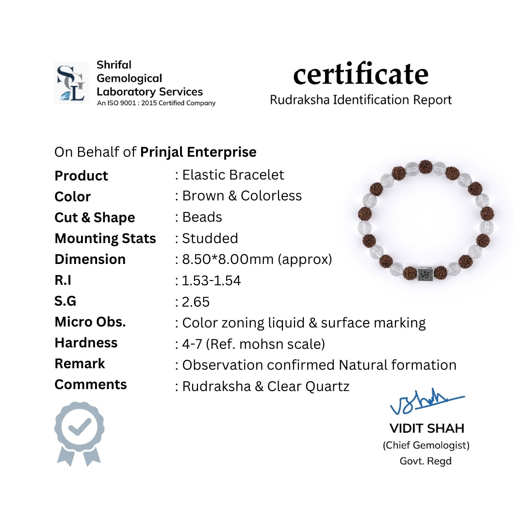 Rudraksha with Sphatik Diamond Cut Beads Bracelet