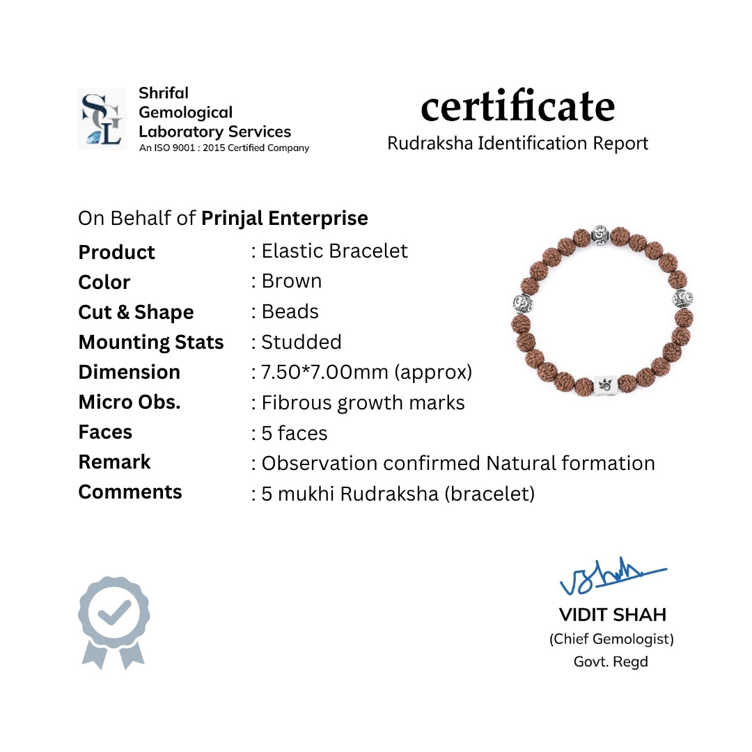 Rudraksha with Om Silver Beads Bracelet