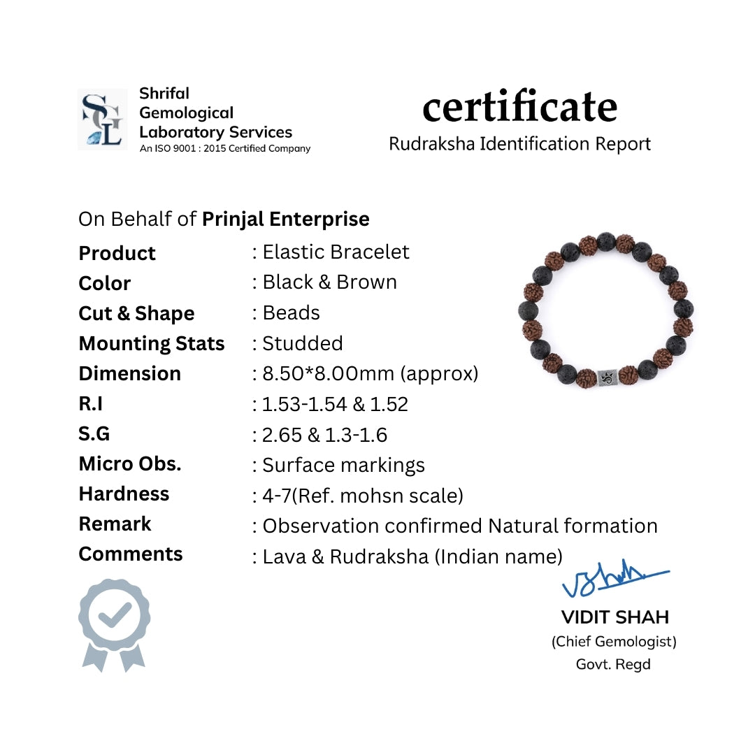 Rudraksha with Lava Beads Bracelet