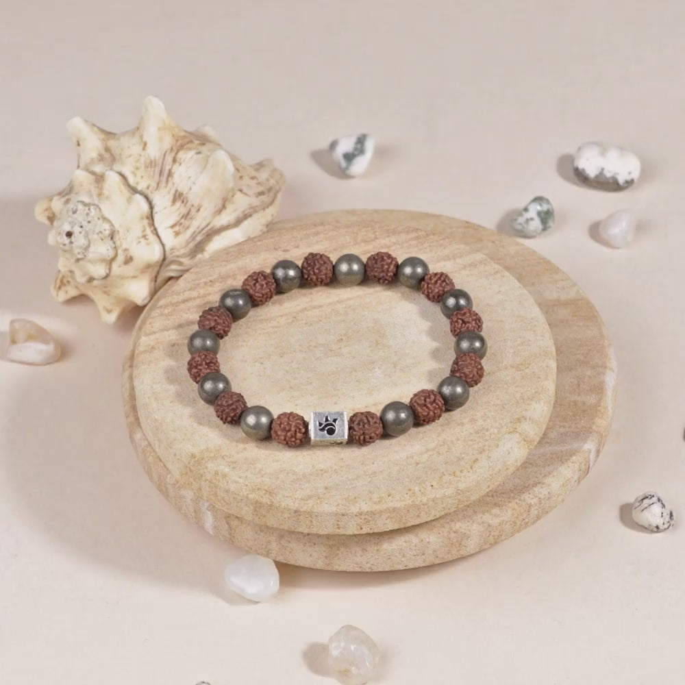 Rudraksha with Pyrite Beads Bracelet