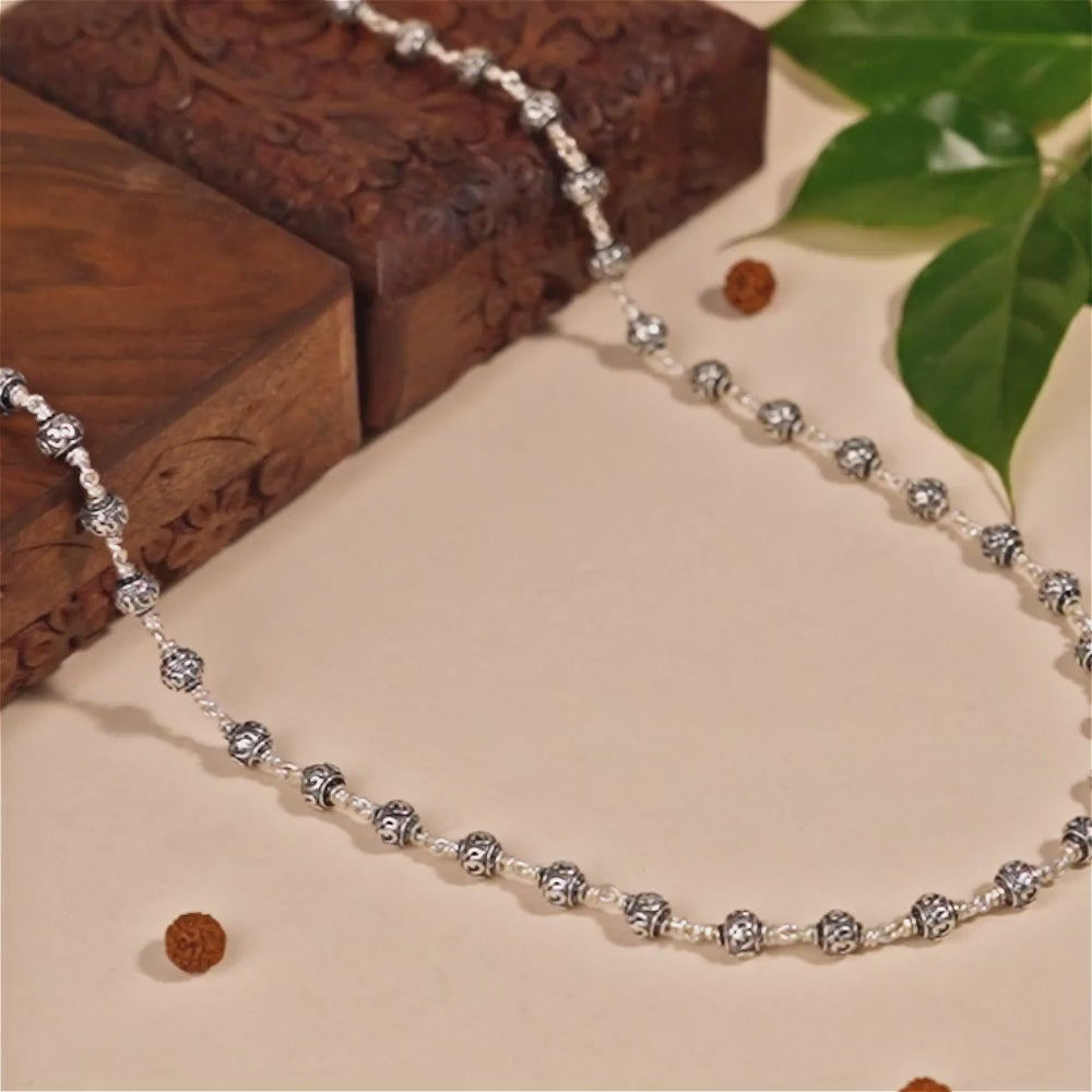 Silver Mala (Om Beads)