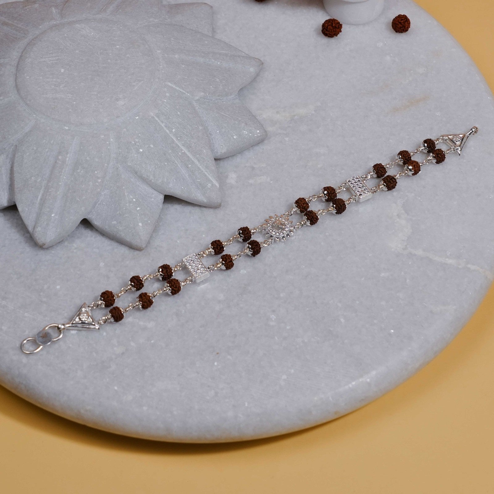 Original Rudraksha Om Sunface Double Line Bracelet