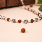 Rudraksha and Om Namah Shivay silver beads mala