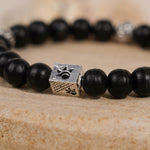 Ebony Karungali with Om Namah Shivay Silver Beads Bracelet