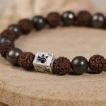 Rudraksha with Pyrite Beads Bracelet