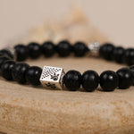 Ebony Karungali with Shree Hari Silver Beads Bracelet