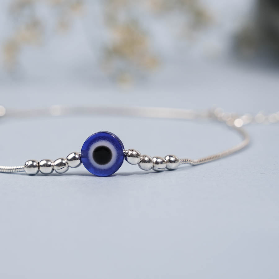Silver Evil Eye Anklet with Silver Anklet for Women – Prinjal Jewels