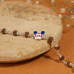 Rudraksha Silver Bracelet with Colorful Mickey Mouse Single Line for Kids