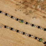 Black Silver and Green Beads Nazariya for Kids