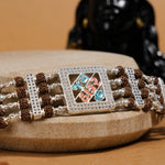 Rudraksha Silver Jay Thakar Four Line Bracelet
