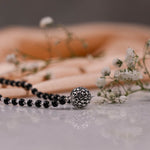 Black Beads Mangal Sutra with Beaded Silver Circular Pendant for Women