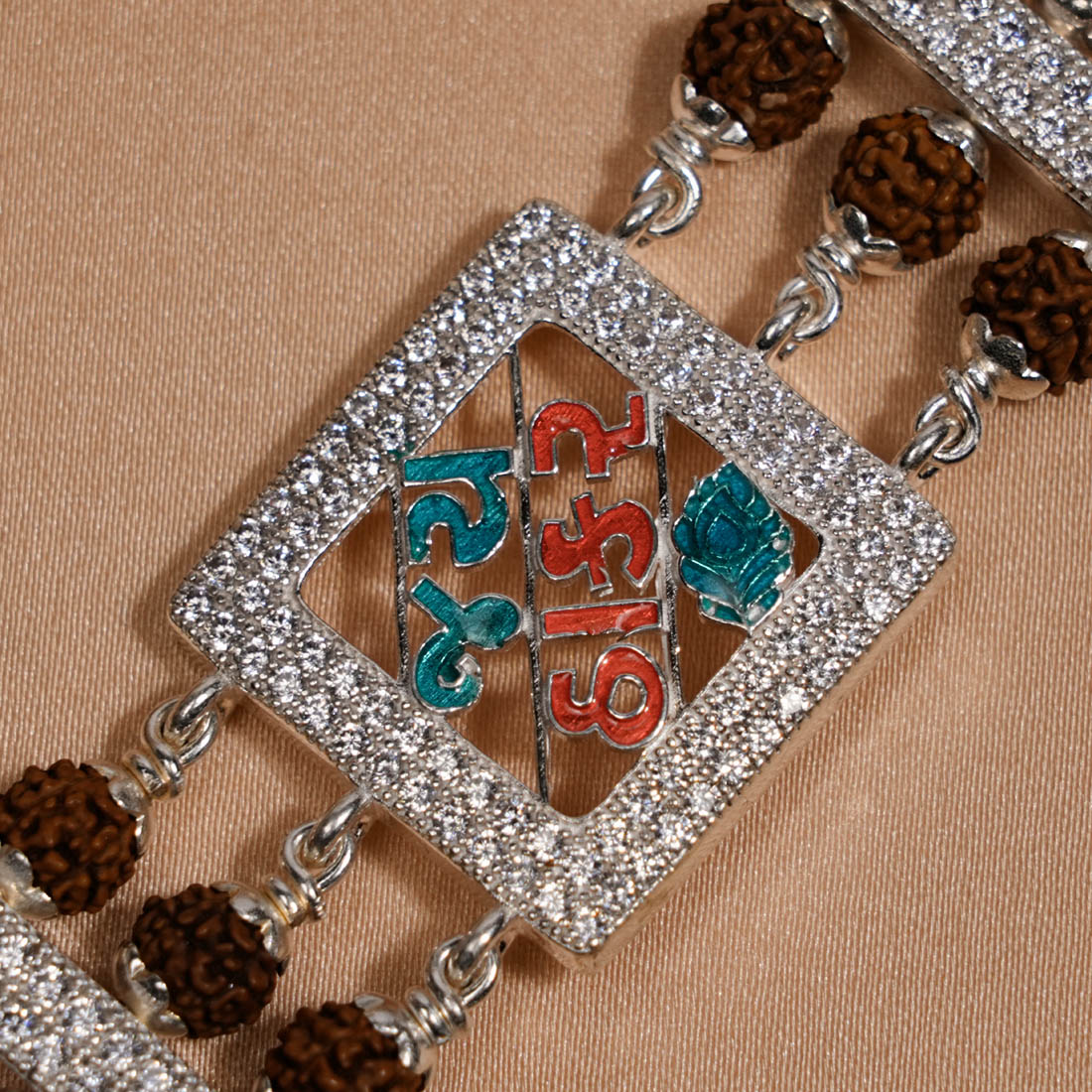 Rudraksha Silver Jay Thakar Brooch Bracelet
