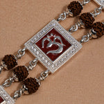Rudraksha Silver Om With Shree Triple Line Bracelet