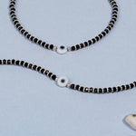 Evil Eye and Blue Beads Silver Double Line Anklets for Women