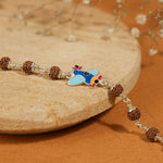 Rudraksha Silver Bracelet with Colorful Airplane Single Line for Kids