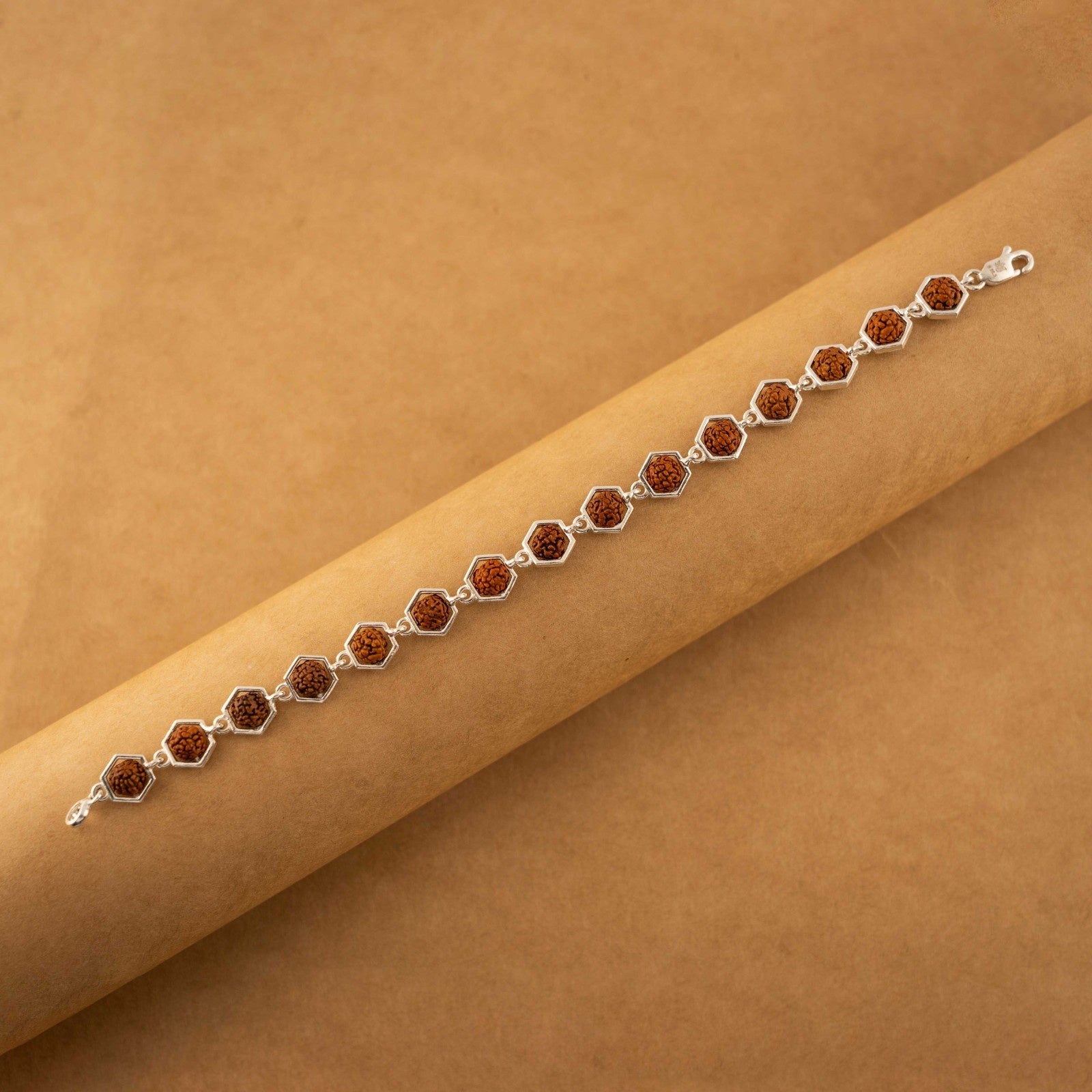 Buy Rudraksha Silver Bracelet (Hexagon)