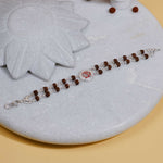 Orignal Rudraksha Silver Om in Round Shape Double Line Bracelet
