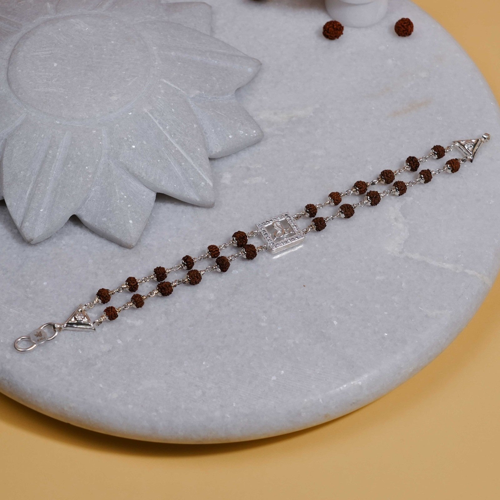 Rudraksha Silver Naag Double Line Bracelet