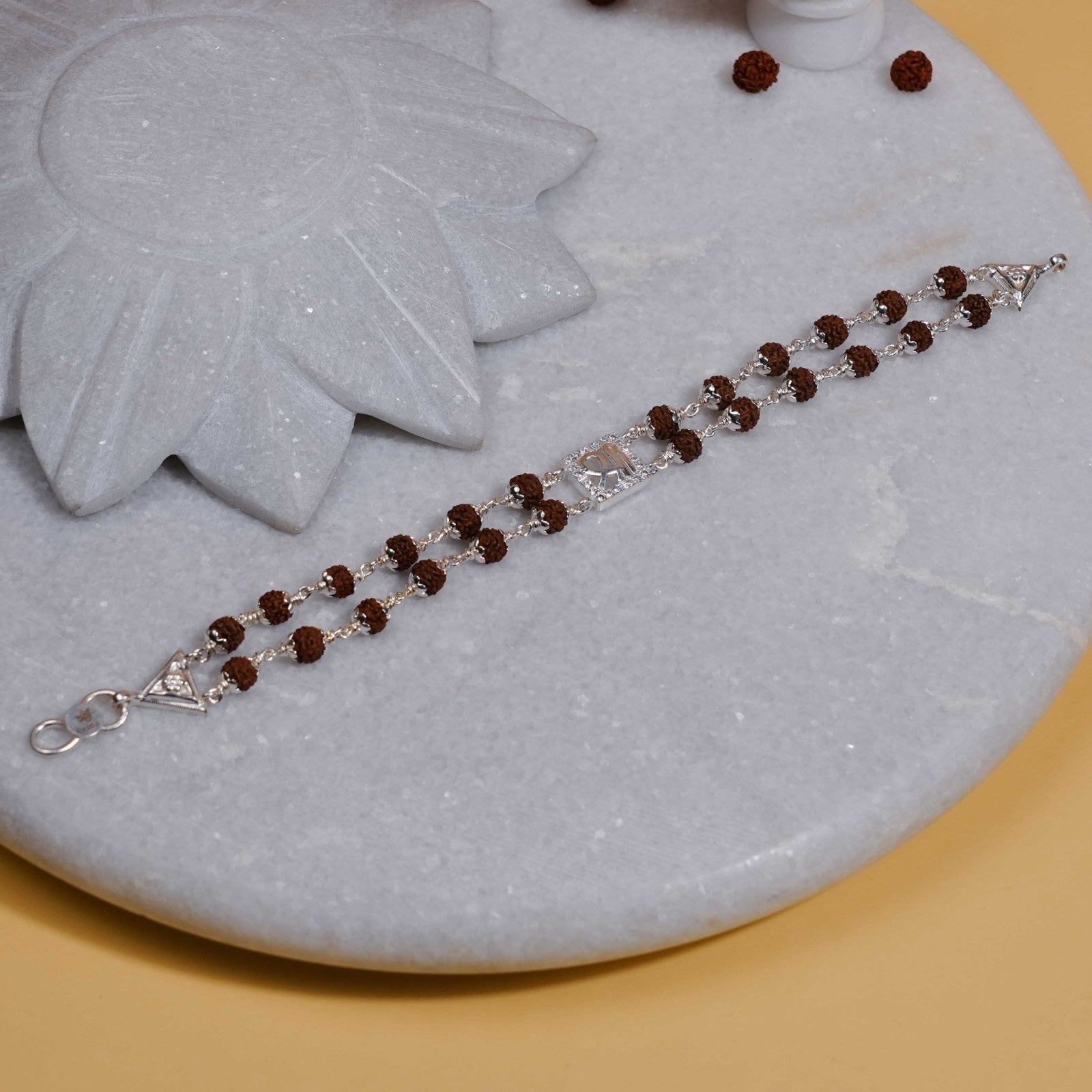 92.5 Silver Shree Double Line Rudraksha Bracelet