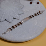 Rudraksha Bracelet with 92.5 Silver Om Namah Shivaay Rectangular Bead