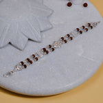 Orignal Rudraksha Silver Om Brooch double line Bracelet
