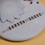 Authentic Rudraksha Silver Om Flower double line Bracelet
