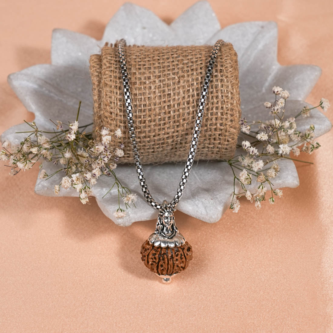 Authentic Adiyogi Pendant (12 Mukhi Nepali Rudraksha) With Chain