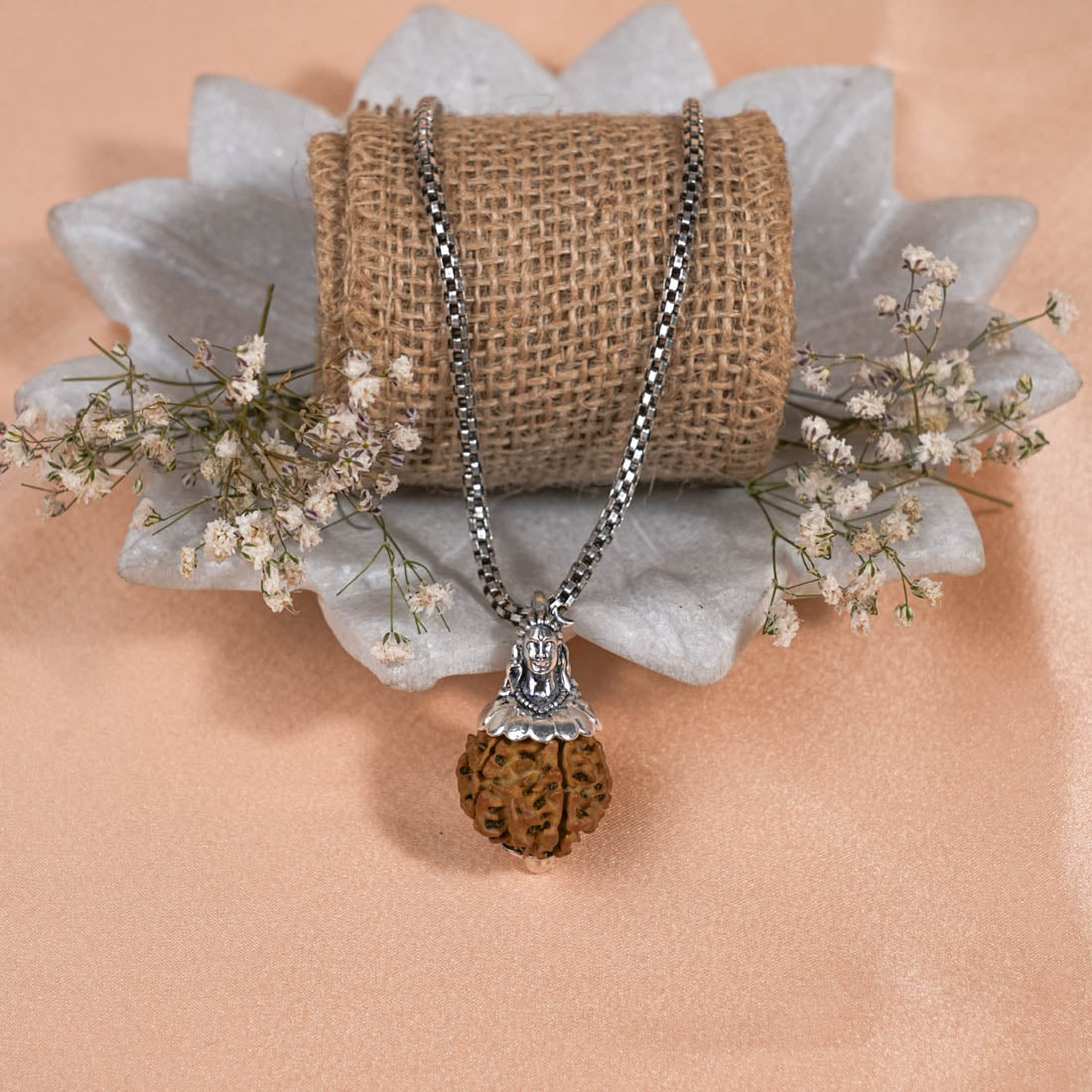 Authentic Adiyogi Pendant (8 Mukhi Nepali  Rudraksha) With Chain