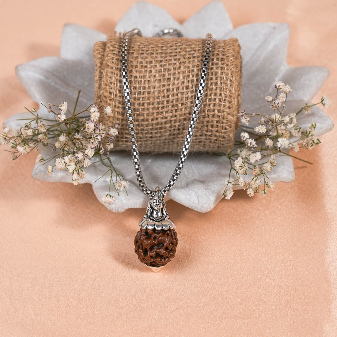 Authentic Adiyogi Pendant (3 Mukhi Nepali Rudraksha) With Chain