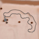 Authentic Rudraksha Trishul and Damru Pendant with Silver Chain