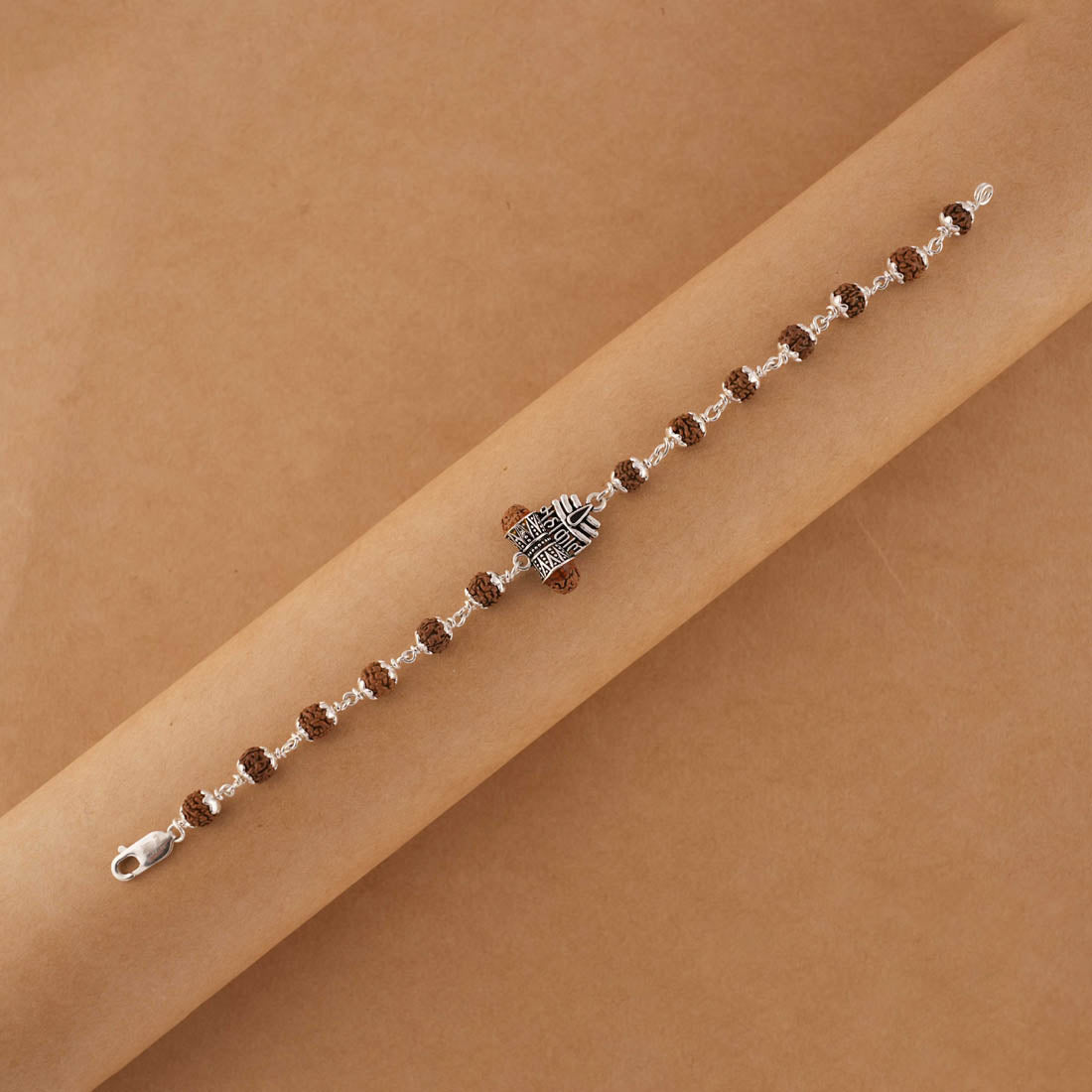 Authentic Rudraksha Silver Trinetra Mahakaal Bracelet