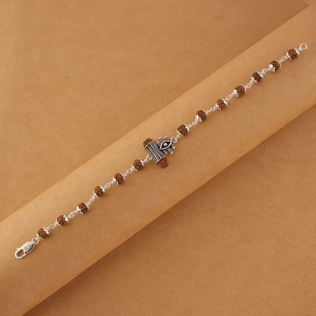Authentic Rudraksha Silver Shiva Third Eye Bracelet