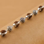 Rudraksha Silver Om Beads Capping Bracelet
