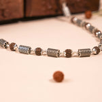 Rudraksha Silver Mala (Cylindrical Beads)
