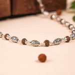Rudraksha Silver Mala (Perforated Oval Beads)