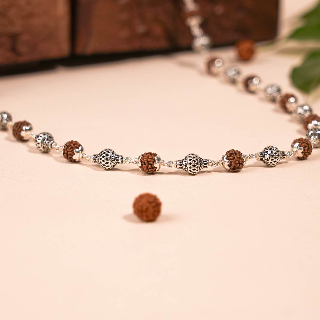 Rudraksha Silver Mala (Ornate Sphere Beads)