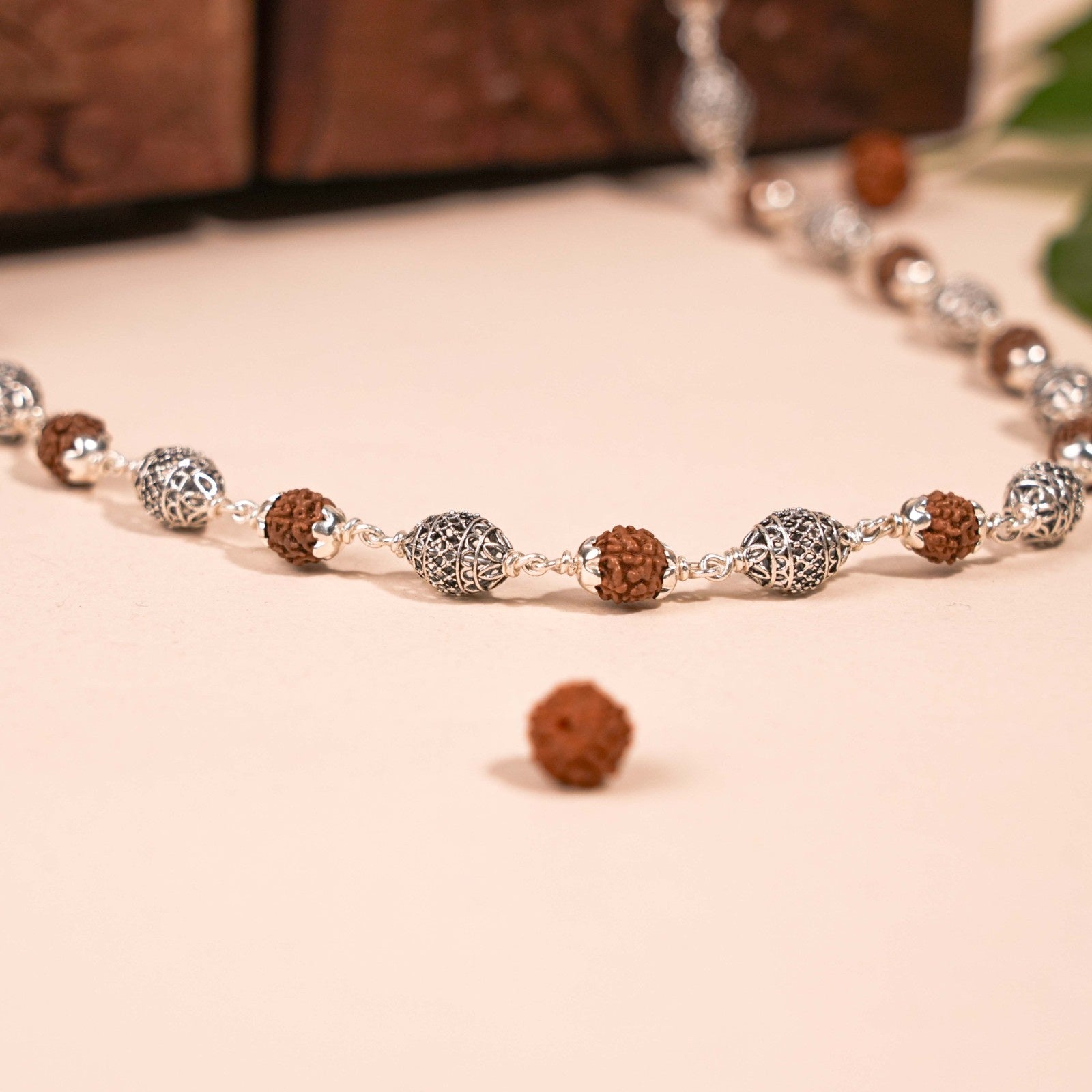 Rudraksha Silver Mala (Dome Beads)