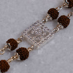 Rudraksha Silver Om With Ganesh Double Line Bracelet