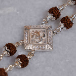 Rudraksha Silver Om Brooch double line Bracelet