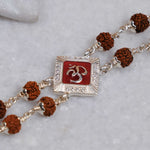 Rudraksha Silver Two Om double Line Bracelet