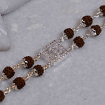 Rudraksha Silver Square Diamond Om double Line Bracelet