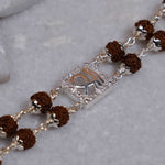 Rudraksha Silver Shree in Square double line bracelet
