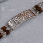 Rudraksha Silver Bracelet with Om Namah Shivaay in Rectangular Sphere Double Line