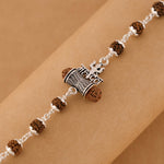 Rudraksha Silver Trishul With Mahadev Bracelet