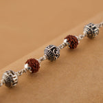 Rudraksha and Om Namah Shivay Silver Beads Bracelet