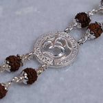 Rudraksha Silver Om Sacred Double Line Bracelet