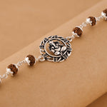 Rudraksha Silver Bracelet With Ganesh in a Circular Sphere